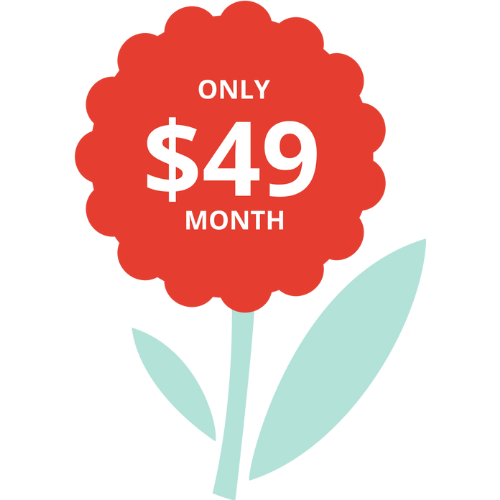 a picture of a flower with $49 in it